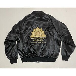 VTG WestArk Cities Of Gold Casino Satin Bomber Jacket XL Pojoaque New Mexico
